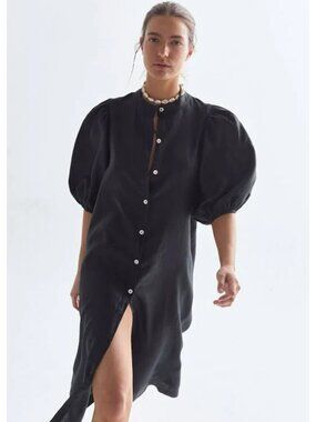 Lanhtropy Bubble Linen Midi Dress 100% Organic Linen